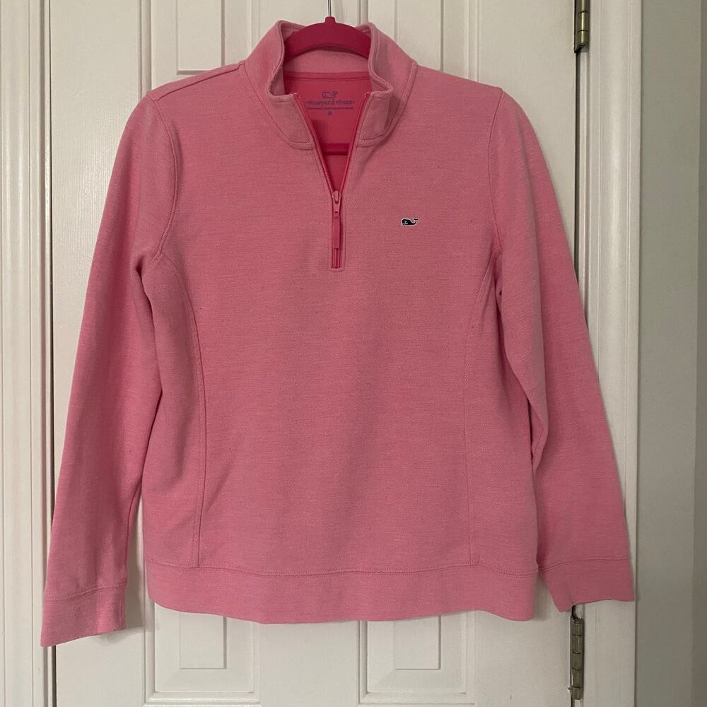 VINEYARD VINES • Bubblegum Pink Quarter Zip Pullover Sweatshirt - Picture 2 of 7